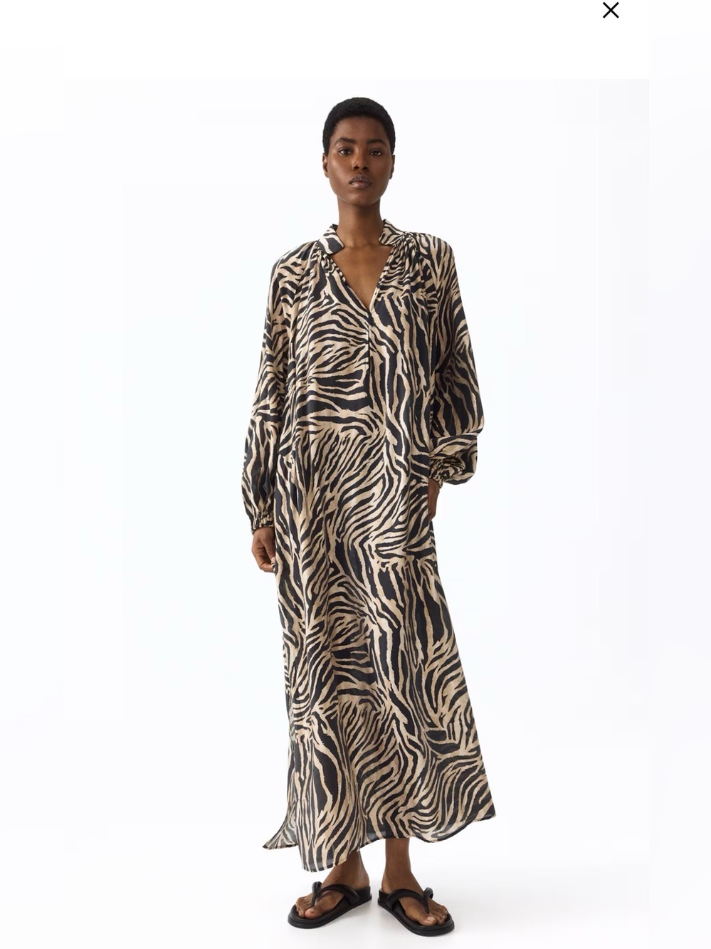 Long Zebra-Print Maxi Dress - Black & Cream, S